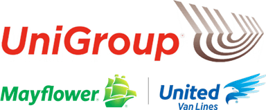 UniGroup, Mayflower Transit, and United Van Lines logos