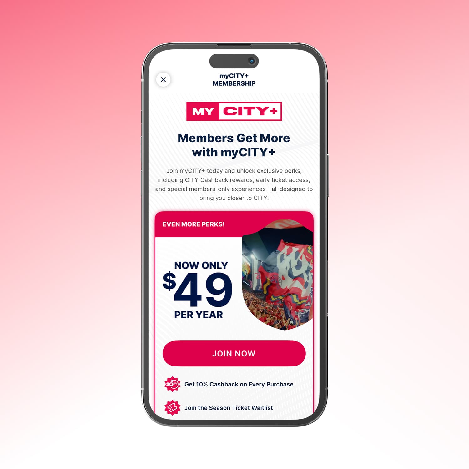 A screenshot of myCITY+ in the CITY app